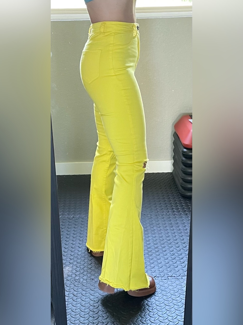 High-Rise Yellow Flare Jeans